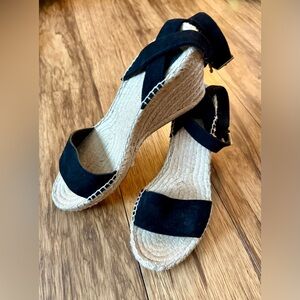 Classy Black Espadrille Wedge Sandals